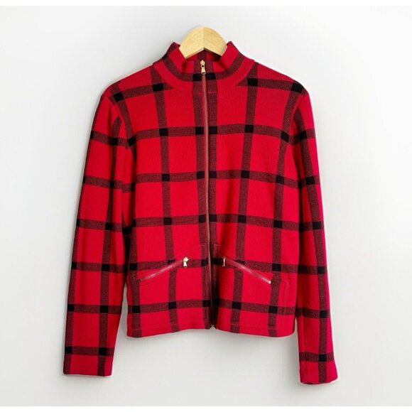 Lauren Ralph Lauren Women’s Tartan Plaid Blazer Jacket Size Large Red Preppy